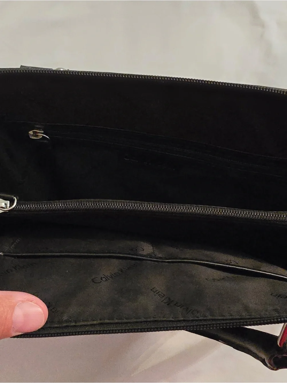 Calvin Klein Black Pebbled Leather Satchel with Silver Hardware